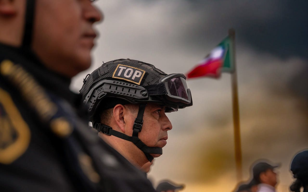 Elemento del cuerpo táctico de la policía municipal de Escobedo